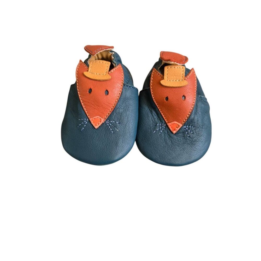 Moulin Roty Fox Leather Slippers Baby Size 0-6 Months